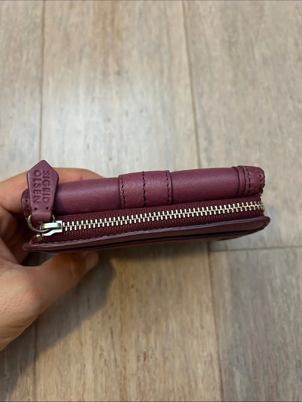 Sigrid Olsen Berry Leather Snap Wallet tons of card slots zipper purse mini